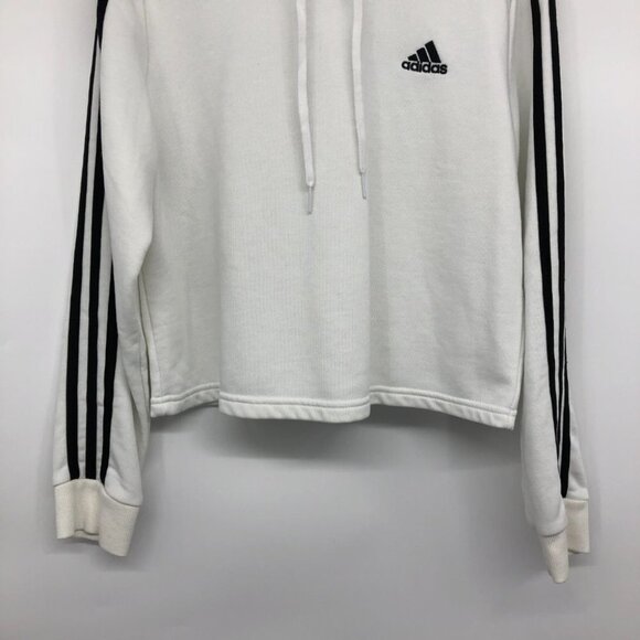 adidas White Essentials 3-stripes French Terry Crop Hoodie size S - Picture 8 of 16
